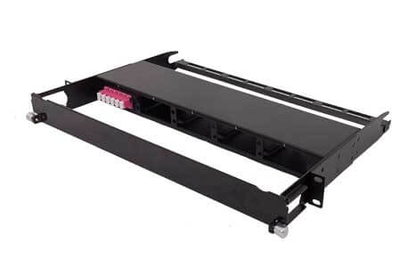 1U MPO Chassis loaded with OM4 LC Duplex Adapter