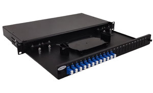 1U Rack mount fiber patch panel with LC Duplex Adapters