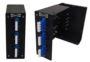 Din Rail Powder Coated Aluminium Patch Panel with LC Quad Duplex Adapters