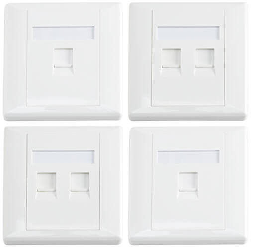Ethernet faceplates with one or two RJ45 ports