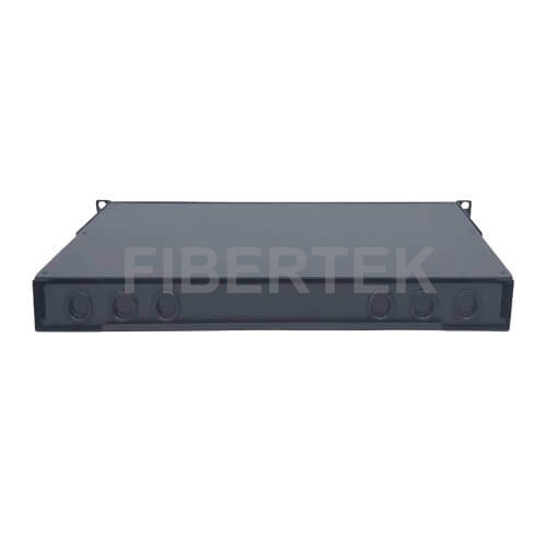 Backview of FPP148 series rack mount fiber patch panel with 6 cable entries