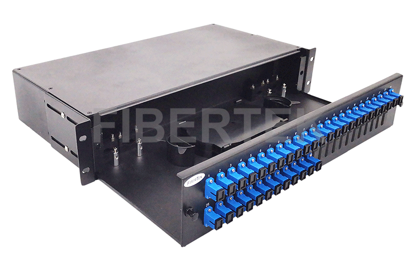 FPP248 Rack Mount Fiber Patch Panel with SC Singlemode Adapters